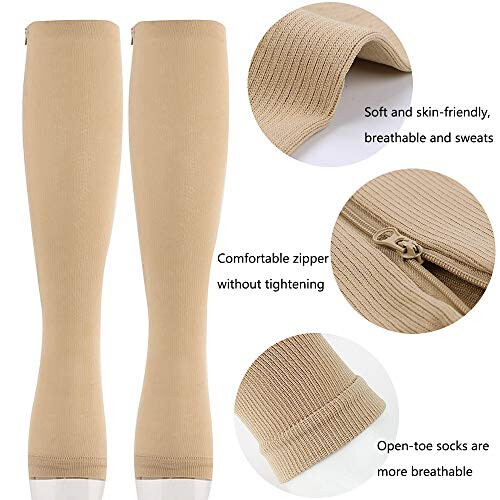 Zipper Compression Socks 1520mmHg Open Toe Graduated Support for Circulation 2