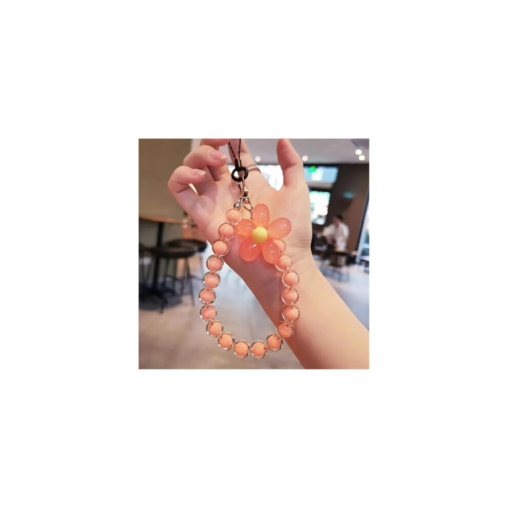 Cute Beaded Phone Lanyard Strap With Heart Accent, Antilost Wrist Strap For Mobile Phone, Color D 9045646527246