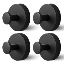 4 Pack Black Suction Cup Shower Hooks for Bathroom Glass Tile – Heavy Duty No Drill Towel Hooks