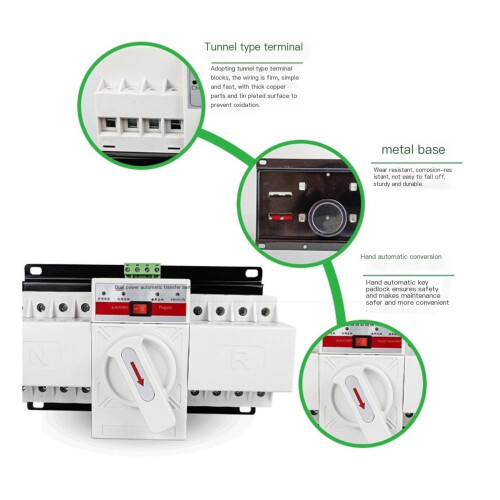 2P 16A Miniature Circuit Breaker with Automatic Transfer Switch 63A for Home Use 2
