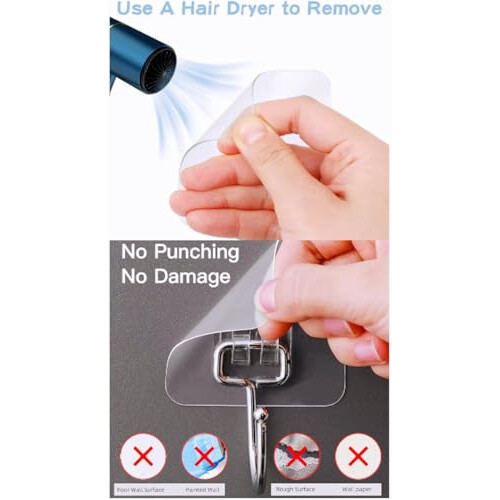 No Drill Picture Hanging Kit 24pcs 44lb Load Capacity Wall Safe Hooks and Hardware Set 2