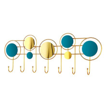 Wall Mounted Coat Rack Blue with 7 Metal Double Hooks, Durable SpaceSaving Design for Entryway and Bathroom