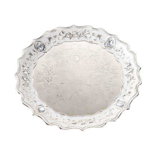 Metal Fruit Bowl,Decorative Fruit Holder Round Storage-White