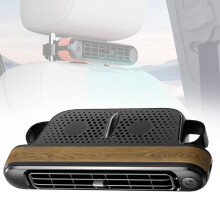 Car Seat Cooling Fan with Adjustable Wind Speed, USB Powered Quiet Airflow for Front and Rear Seats Wood Grain