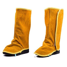 1 Pair Cowhide Leather Welding Spats 13 Inch Heat Resistant Welder Shoe Protector with Adjustable Fit
