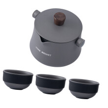 Portable Aluminum Tea Pot Set Compact Travel Tea Brewing-grey