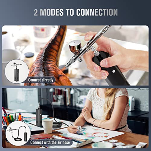 Cordless Airbrush Kit with Compressor, Dual Action Gravity Feed for Makeup, Models, Cake 2