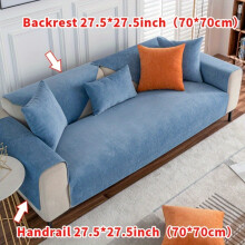 (Blue, 27.5*27.5in(70*70cm)) 1pc Sofa Cushion Universal for All Seasons Easy Modern Non-Slip Sofa Cover Full Cover Universal Cover