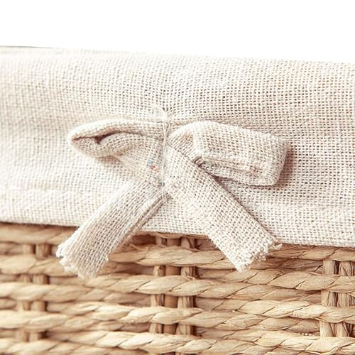 Handwoven Rectangular Woven Storage Basket with Removable Washable Lining for Bathroom and Kitchen Organization, 25cm15cm6cm 1