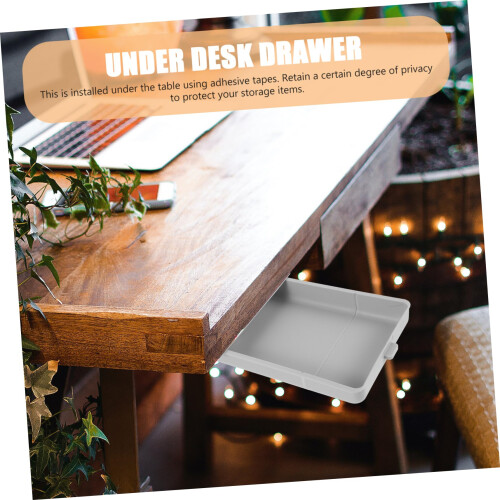 Under Desk Adhesive Drawer Organizer, Large Hidden Storage for Office Home, Light Grey 1