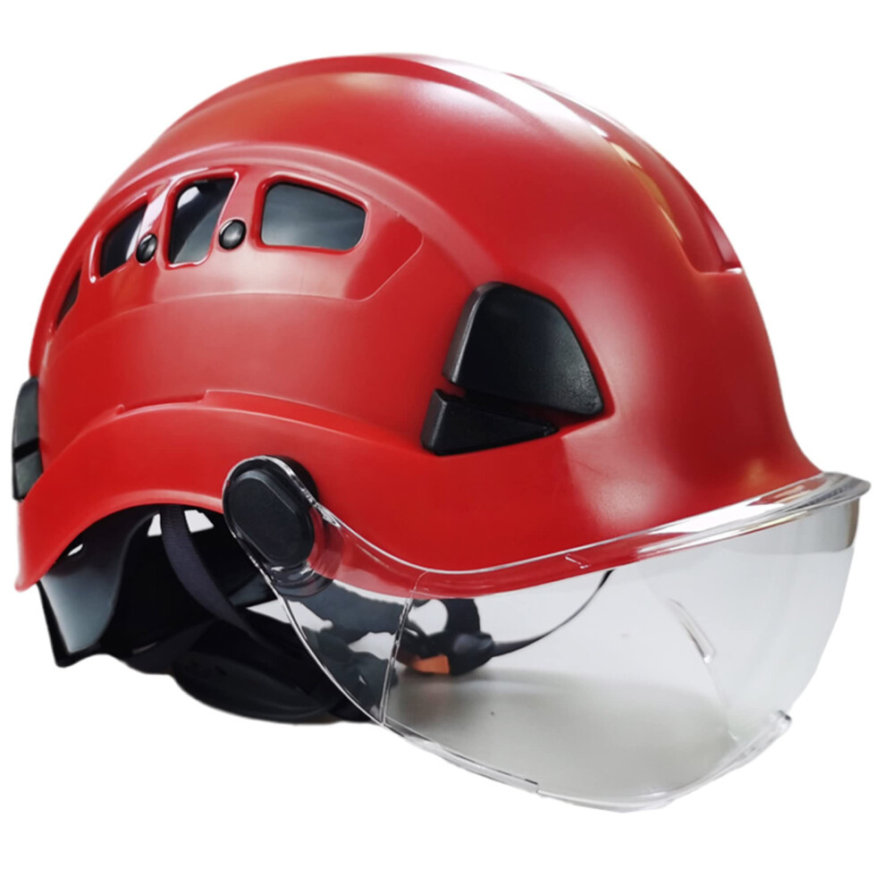 Adjustable Ventilated Safety Helmet With Retractable Goggles, Abs Hard Hat For Construction, Red 1Â¯Pcs 9351714722674