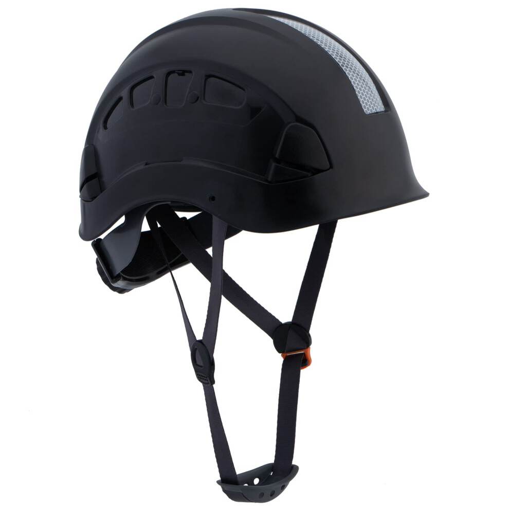 Construction Safety Helmet Ansi Z89.1 Approved Vented Hard Hat With Chin Strap, ImpactâResistant Adjustable Fit Black P2 9351714722858