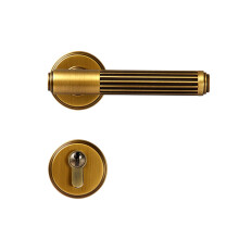Door Handle Set French Bronze Magnetic Silent Interior Door Lock American Retro Brass Style