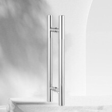 Modern 304 Stainless Steel H Shape Push Pull Door Handle 100cm Silver Rustproof Heavy‑Duty for Glass and Wooden Doors