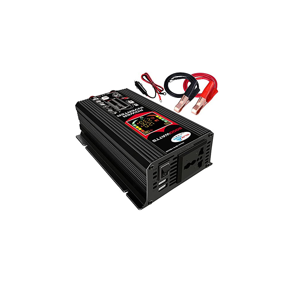 500W Car Power Inverter 12V To 110V With Dual Usb Ports Lcd Display And Multiple Safety Protections Black 9045646528243