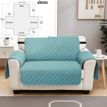 (Blue, 1 Seater) 1/2/3/4-Seater Sofa Cover Thickened High-Elastic Fabric with Anti-Slip Backing & Easy-Clean Cushion Protector