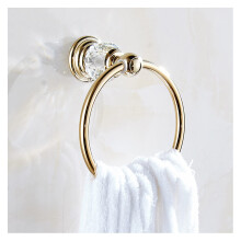 Brass Bathroom Towel Ring Wall Mounted Holder, Gold Finish SpaceSaving NoDrill Design for Small Spaces