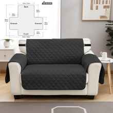 (Black, 1 Seater) 1/2/3/4-Seater Sofa Cover Thickened High-Elastic Fabric with Anti-Slip Backing & Easy-Clean Cushion Protector