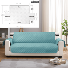 (Blue, 4 Seater) 1/2/3/4-Seater Sofa Cover Thickened High-Elastic Fabric with Anti-Slip Backing & Easy-Clean Cushion Protector