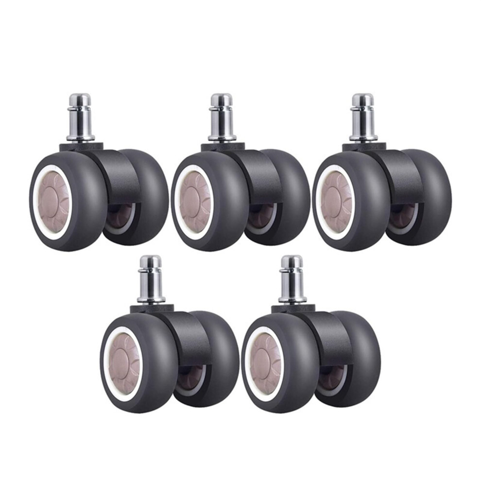 5Pcs 2 Inch Tpr Rubber Office Chair Casters, Quiet Rolling Replacement Wheels, 11Mm Stem, 550Lb Load 9045646514284