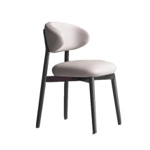 Light Gray Upholstered Dining Chairs Ergonomic Curved Back Waterproof Easy Clean Modern Kitchen Set