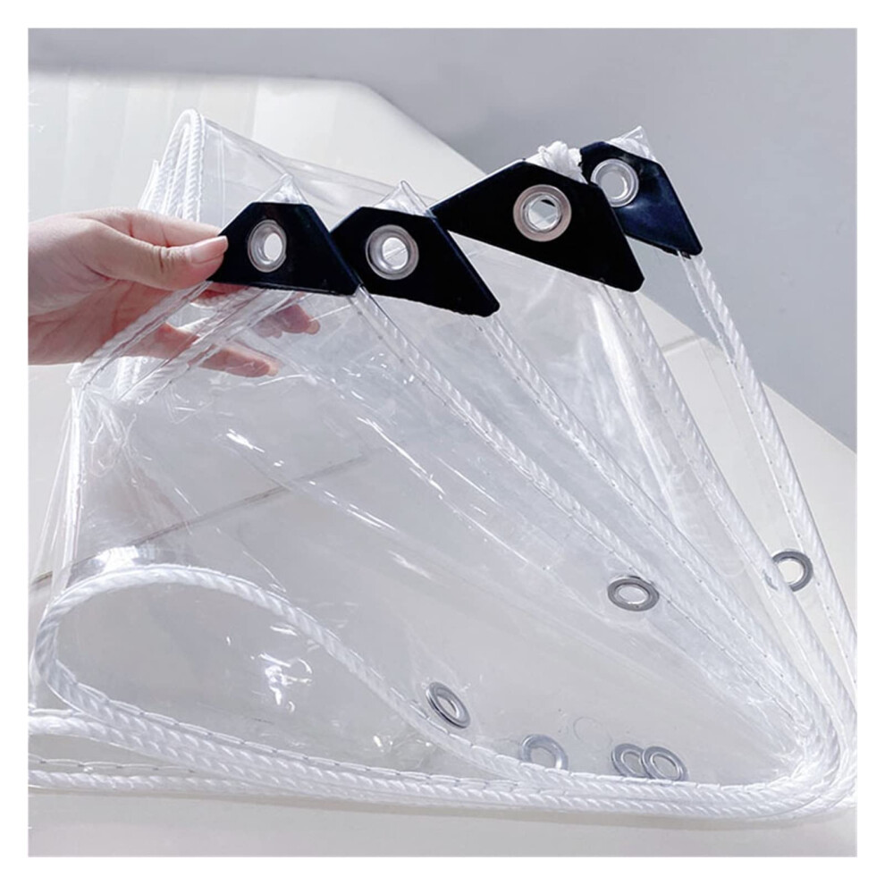 Clear Pvc Tarpaulin 0.3Mm Thick Transparent Waterproof Tarp With Rustâ Eyelets For Patio And Balcony 9045646514031