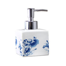 White Ceramic Soap Dispenser for Bathroom 9.5 Oz Refillable Lotion Bottle with NoDrip Pump Design