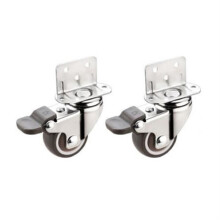 1 Inch TPE Rubber Caster Wheels with Brake, Super Mute Ball Casters for Furniture, 360 Smooth Rotation