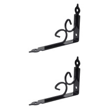 Black Iron Wall Shelf Brackets 2 Pack, Heavy Duty L Shaped Floating Shelf Supports for Home Storage