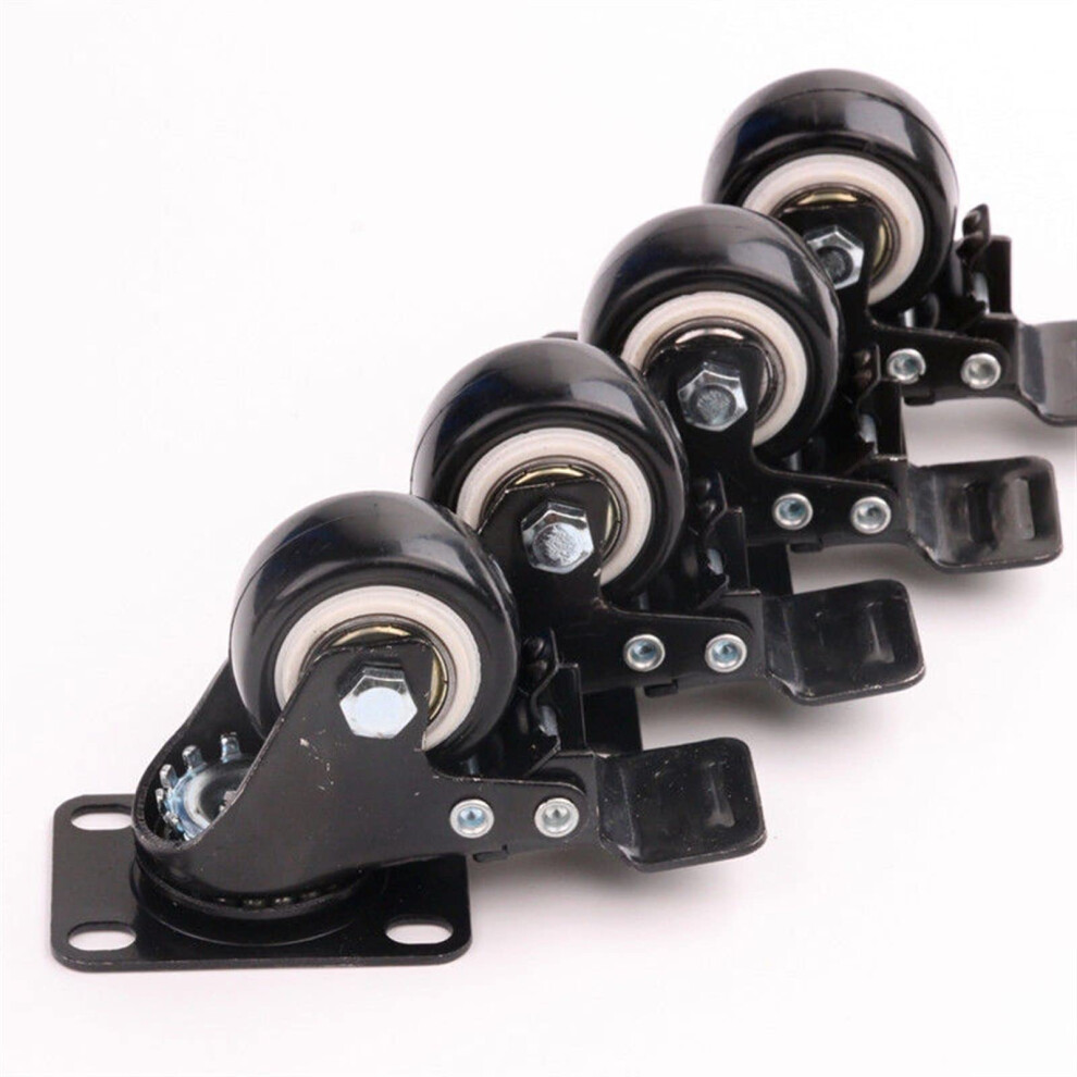 4Pcs Black Rubber Swivel Casters With Brake, Heavy Duty Replacement Caster Wheels For Chairs And Sofas 9351714723800