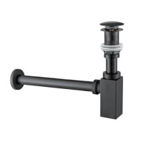 Chrome Bathroom Sink Drain Pop Up Stopper with Chrome Overflow, Square PTrap Bottle Trap for Modern Basin Remodel