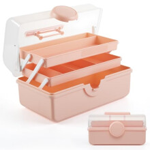 Large Pink Medicine Storage Box with MultiCompartment Double Layer Design, First Aid Organizer for Home and Travel