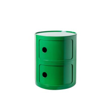 Round Bedside Table with Sliding Door Storage, 3 Tier Nightstand for Bedroom, Green 40cm