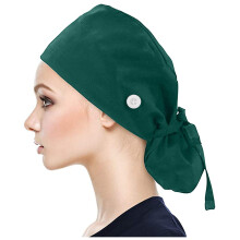 Surgical Scrub Caps for Women and Men, Adjustable Bouffant Nurse Hat with Buttons and Sweatband, Mint Green