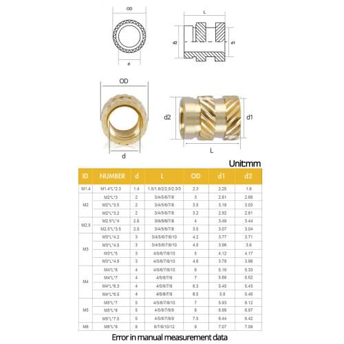M4 Brass Threaded Inserts for 3D Printing Plastic Parts, Heat Set Insert Nuts 50pcs, Durable Metal Threading 1