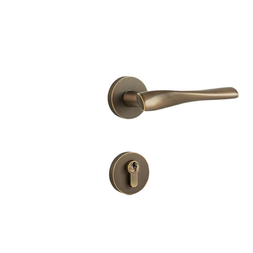 Luxury Bronze Interior Brass Door Handle Lock With Silent Privacy Design For Wooden Bedroom Doors 9351714724975