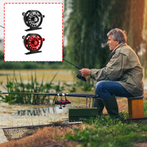 Ergonomic Handle Fishing Reel With Coating For Extended-Red 2