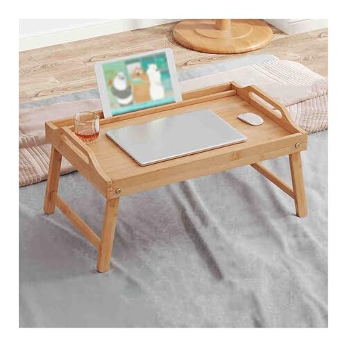 Foldable Bamboo Bed Table with Large Stable Surface, MultiPurpose Lap Desk for Eating and Working