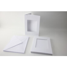 A5 Tri-Fold Aperture Cards & Envelopes Pack of 10 – White Hammered Craft Cards