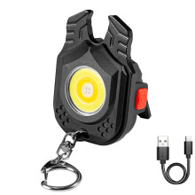 Rechargeable Keychain Flashlight with Magnetic Base, 360 WideAngle Light and Foldable Bracket for Camping