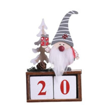 Wooden Christmas Countdown Calendar with Handpainted Perpetual Design for Desk and Holiday Decor
