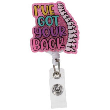 Sparkling Acrylic Retractable Badge Reel with Durable Easy Pull Clip, Fashion ID Holder for Work
