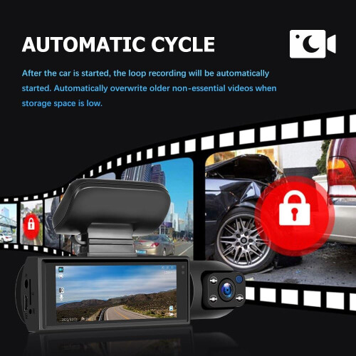 Dual Dash Cam 1080P Front and Interior Camera with Starlight Night Vision GSensor Loop Recording 2