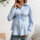 Women's Maternity Shirt Long Sleeve Button Down Nursing-Blue M 6