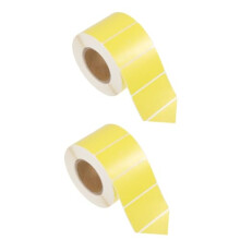 Yellow Thermal Labels 2 Rolls, Self Adhesive Printable Stickers for Home Office, Easy Peel