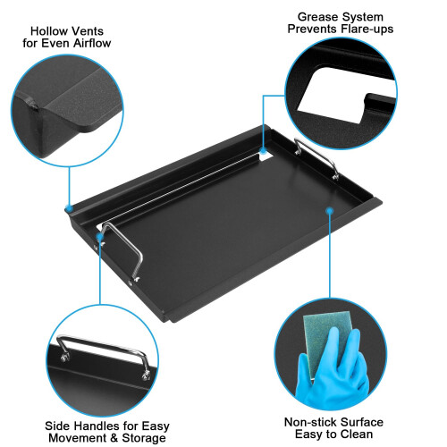 Full Size Cast Iron Griddle for CharBroil Performance 2 Burner, Even Heat Flat  Plate Replacement 2