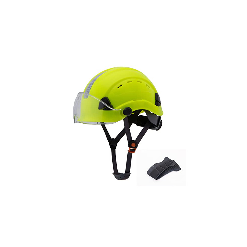Safety Hard Hat With Removable Clear Visor Ansi Z89.1 Approved Vented Construction Helmet T3 Lime 9351714725644
