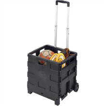 Folding Utility Cart with Smooth Rolling Wheels, Lightweight Compact Design for Shopping and Travel, Black