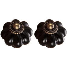 Black Ceramic Pumpkin Cabinet Knobs 2pcs Retro Drawer Pull Handles for Kitchen Cabinets
