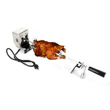 52.5 Inch Stainless Steel Rotisserie Grill Kit with Electric Spit Rod Motor and Adjustable Meat Forks